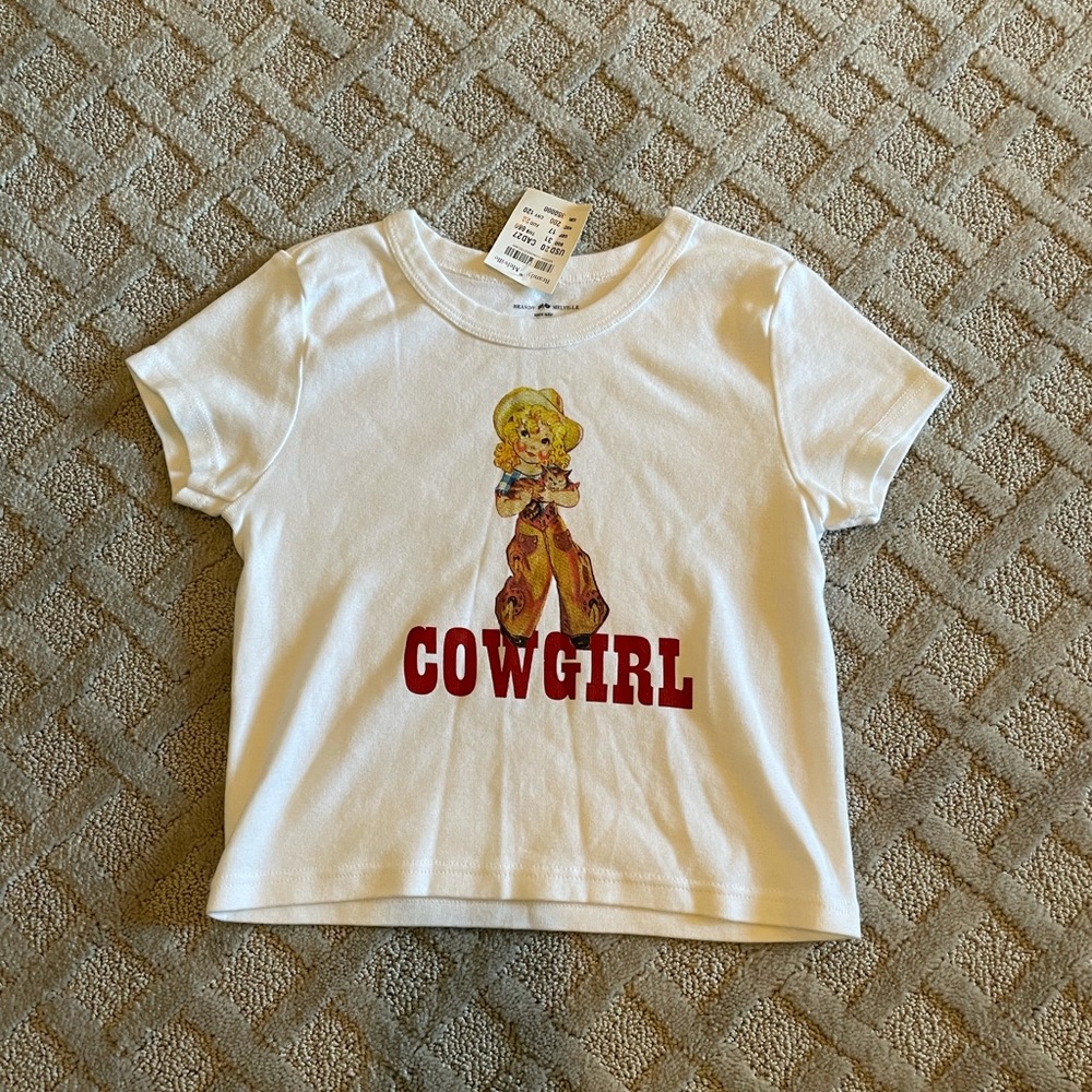 Brandy Melville S NWT crop top cowgirl graphic